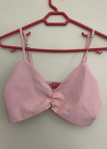 Pembe Pliseli Mini Keten Bustiyer - Görsel 3