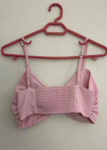 Pembe Pliseli Mini Keten Bustiyer - Görsel 2