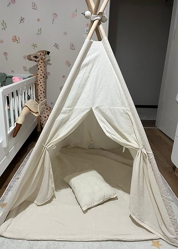 Concon Bebe Beyaz Keten Çocuk Oyun Çadırı - Görsel 3