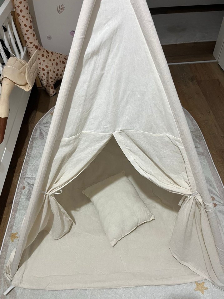 Concon Bebe Beyaz Keten Çocuk Oyun Çadırı - Görsel 2