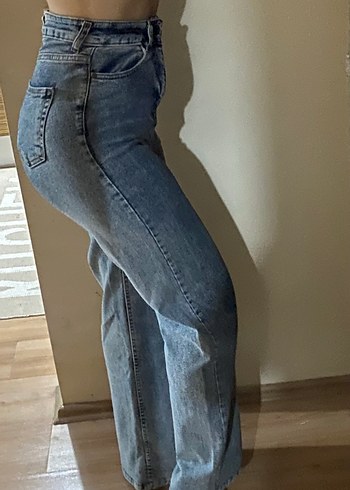 Kadın Gri Mavi Normal Boy Denim Pantolon - Görsel 2