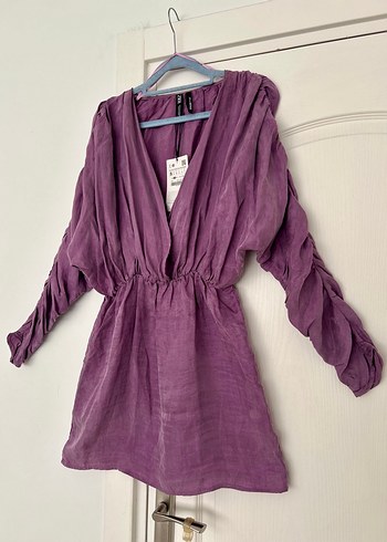 Zara Marka Mor Lila Renk Kadın Elbise S Beden Etiketli Giyilmedi - Görsel 3