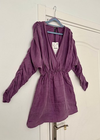 Zara Marka Mor Lila Renk Kadın Elbise S Beden Etiketli Giyilmedi - Görsel 4