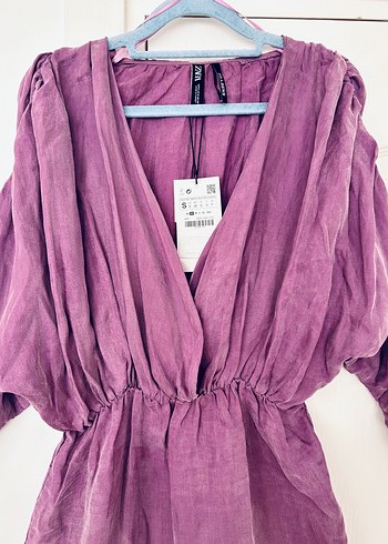 Zara Marka Mor Lila Renk Kadın Elbise S Beden Etiketli Giyilmedi - Görsel 5