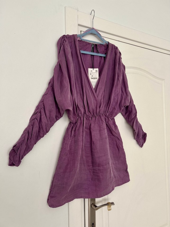 Zara Marka Mor Lila Renk Kadın Elbise S Beden Etiketli Giyilmedi - Görsel 4