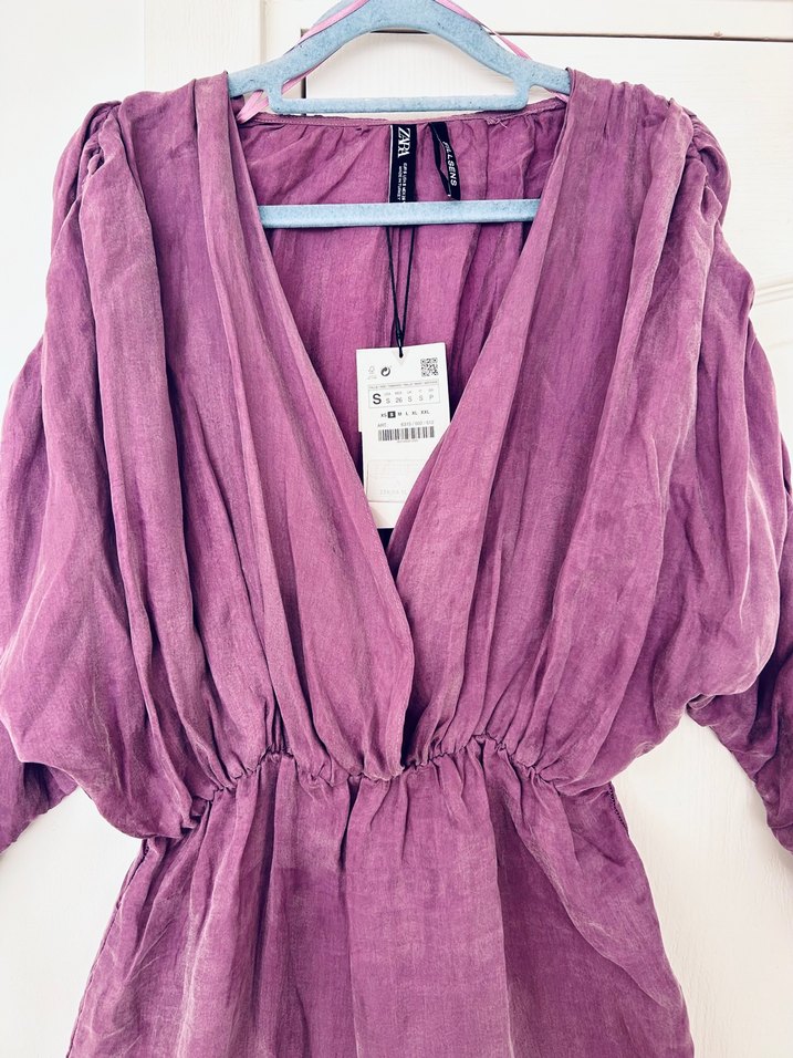 Zara Marka Mor Lila Renk Kadın Elbise S Beden Etiketli Giyilmedi - Görsel 5