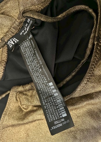 Zara Marka Altın Renk Strappy Kadın Mayo - Görsel 5