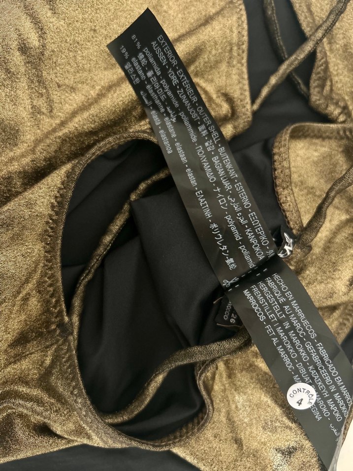 Zara Marka Altın Renk Strappy Kadın Mayo - Görsel 4