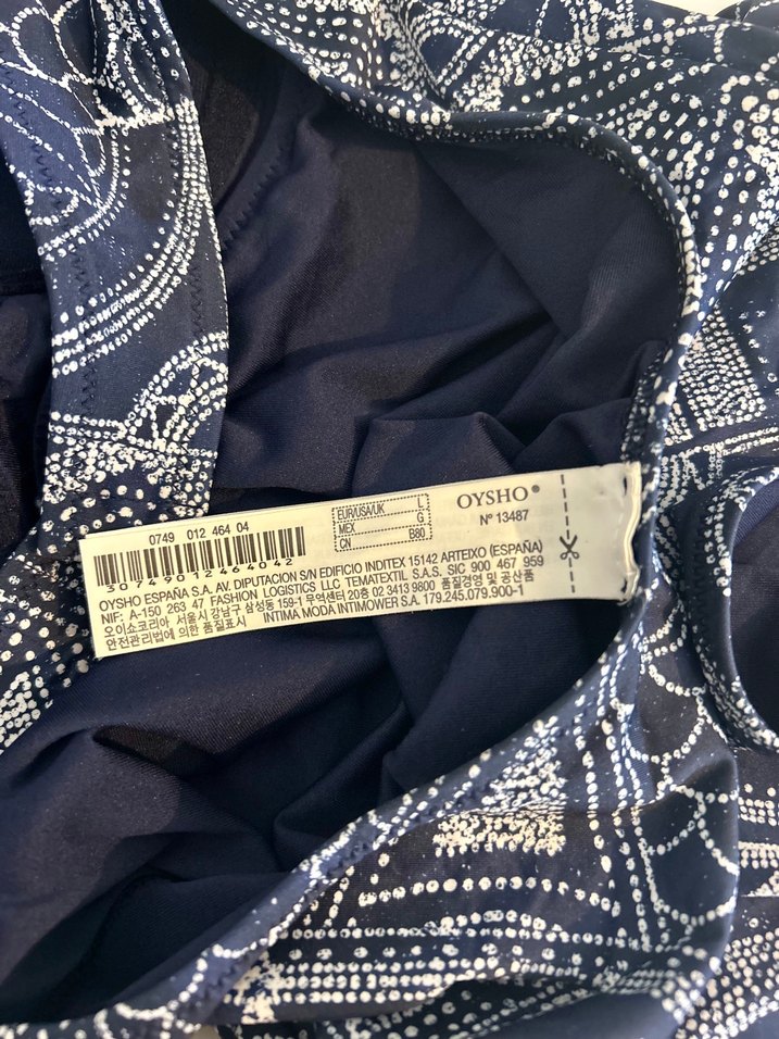 Oysho Marka Mavi Beyaz Desenli Kadın Mayo - Görsel 5