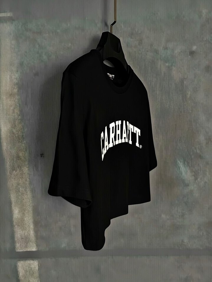 Carhartt Siyah Baskılı Crop Tişört - Görsel 2