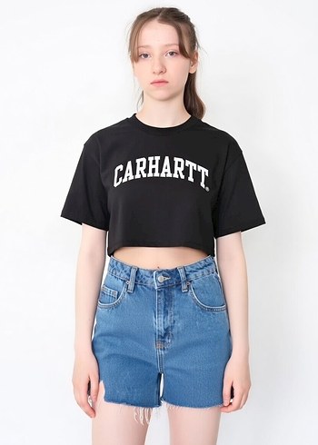 Carhartt Siyah oversize Crop Tişört - Görsel 3