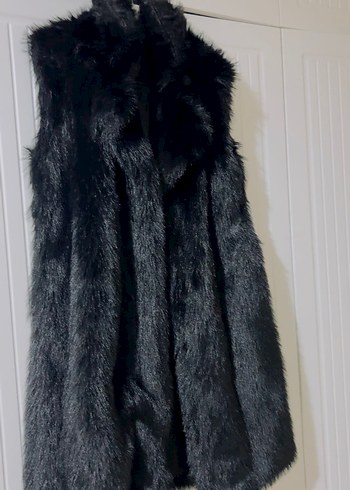 Siyah Kürk Detaylı Uzun Kadın Yelek - Görsel 2