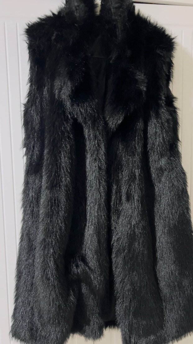 Siyah Kürk Detaylı Uzun Kadın Yelek - Görsel 3