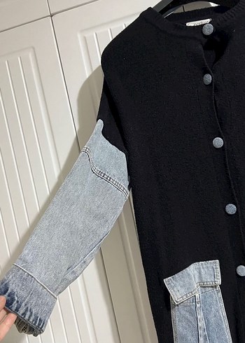 Düğmeli Siyah Kot Ceket - Görsel 2