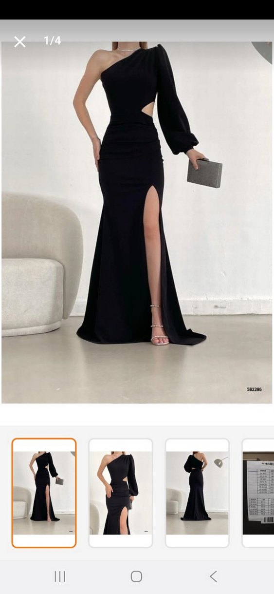 Siyah V Yaka Uzun Gece Elbisesi - Görsel 2