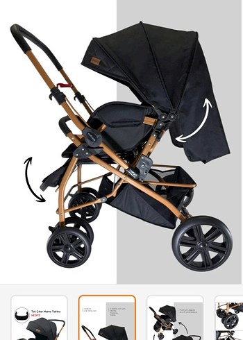 Siyah Katlanabilir Bebek Arabası - Görsel 2