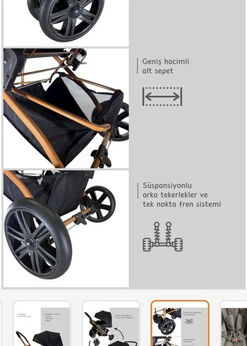 Siyah Katlanabilir Bebek Arabası - Görsel 3