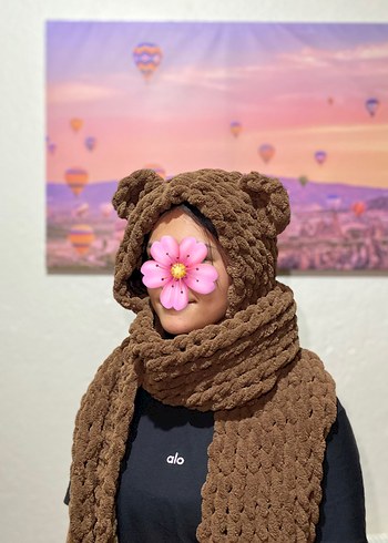 Puffy Şapkalı Kulaklı Atkı - Görsel 2