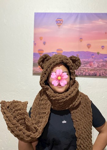 Puffy Şapkalı Kulaklı Atkı - Görsel 3