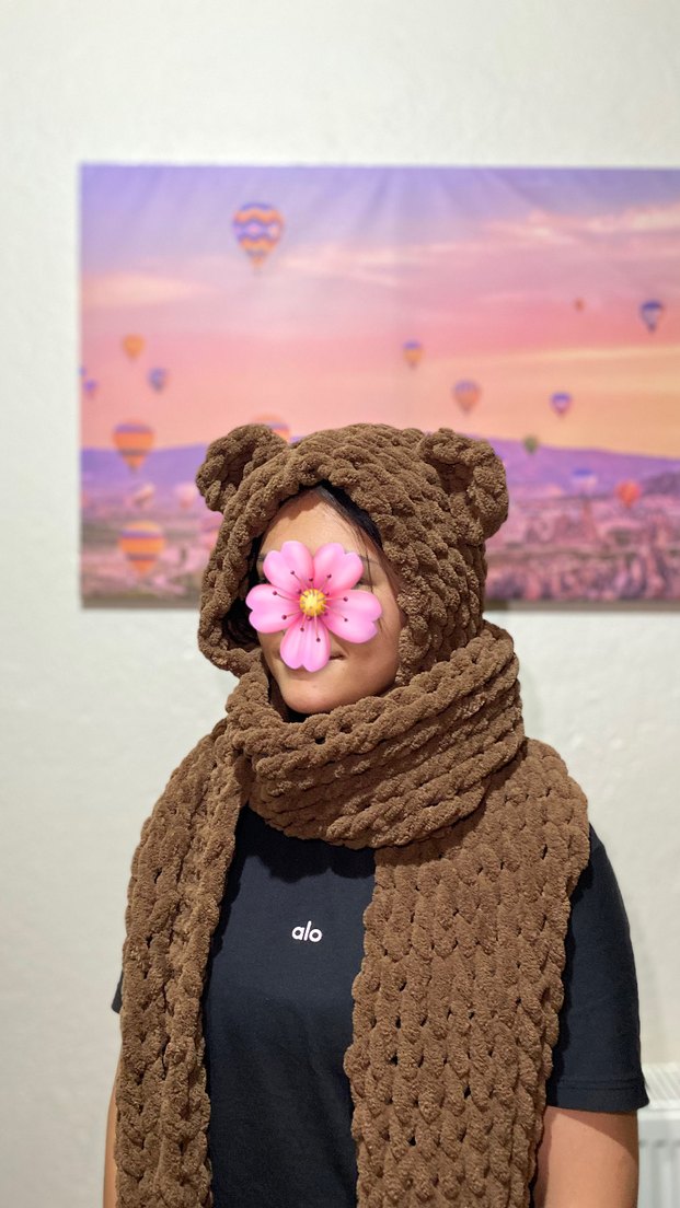 Puffy Şapkalı Kulaklı Atkı - Görsel 2