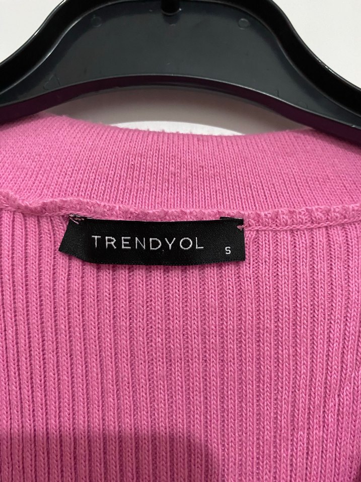 Pembe Uzun Halter Yaka Kemerli Elbise - Görsel 5