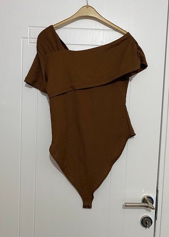 Kahverengi Drapeli Straplez Kadın Bluz - Görsel 2