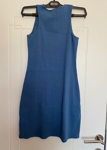 Mavi Kolsuz Midi Denim Elbise - Görsel 2