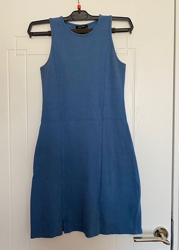 Mavi Kolsuz Midi Denim Elbise - Görsel 4