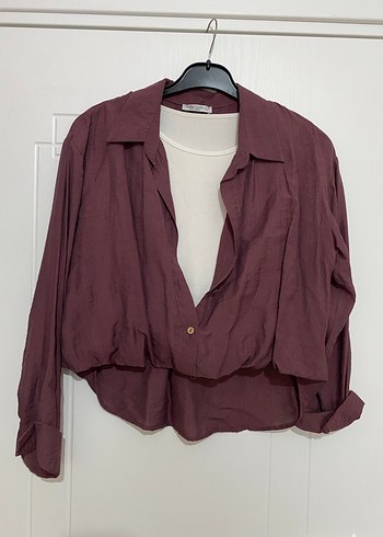 Bordo Keten Salaş Kadın Gömlek - Görsel 2