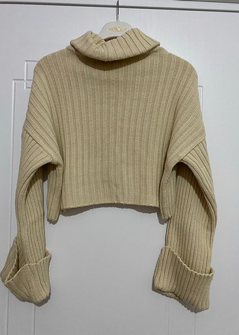 Bej İnce Triko Boğazlı Kadın Kazak - Görsel 2