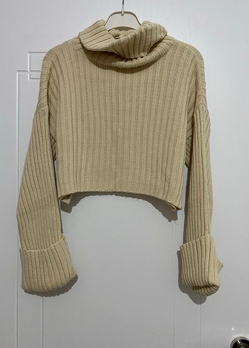 Bej İnce Triko Boğazlı Kadın Kazak - Görsel 3