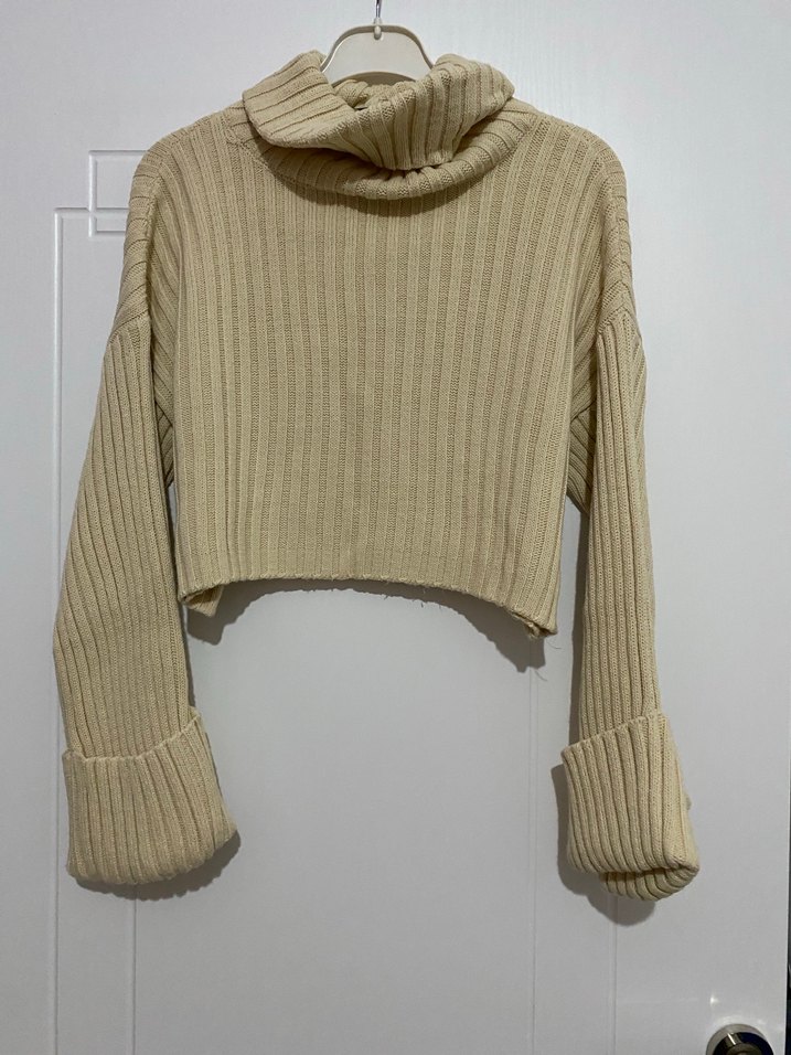 Bej İnce Triko Boğazlı Kadın Kazak - Görsel 4