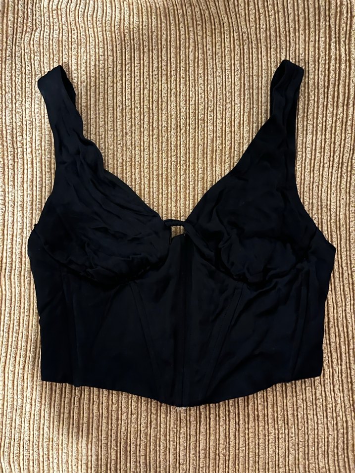 NİSALİN Siyah  Saten Korse Top - Görsel 2