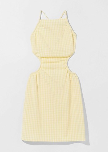 Bershka Sırt Dekolteli Sarı Elbise - Görsel 4