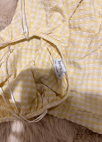 Bershka Sırt Dekolteli Sarı Elbise - Görsel 7