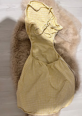 Bershka Sırt Dekolteli Sarı Elbise - Görsel 6