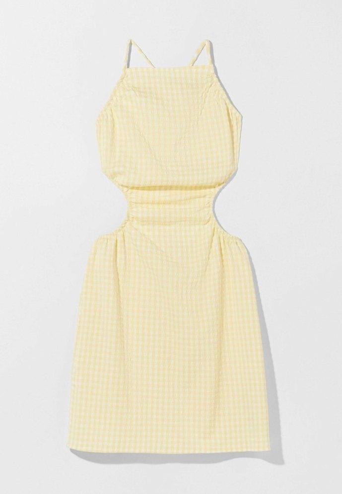 Bershka Sırt Dekolteli Sarı Elbise - Görsel 4