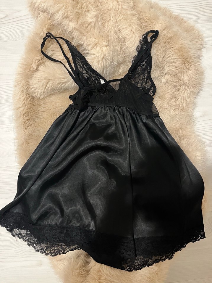Siyah Dantelli Babydoll Gecelik - Görsel 3