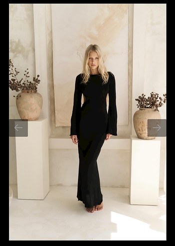 Bohemai Siyah Sırt Dekolteli Uzun Elbise - Görsel 2