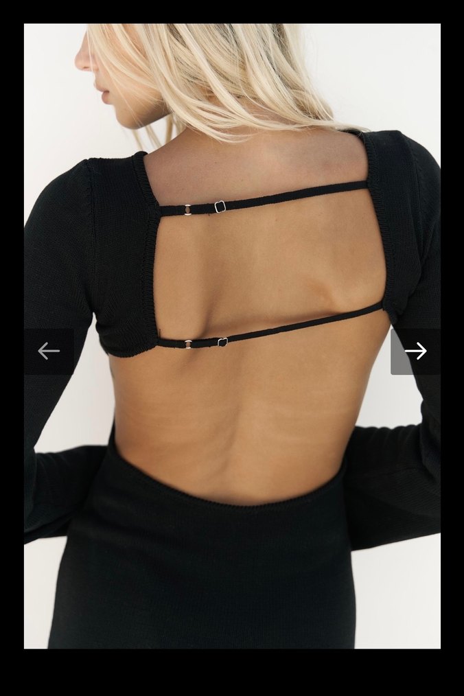 Bohemai Siyah Sırt Dekolteli Uzun Elbise - Görsel 4