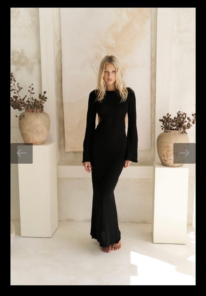 Bohemai Siyah Sırt Dekolteli Uzun Elbise - Görsel 2