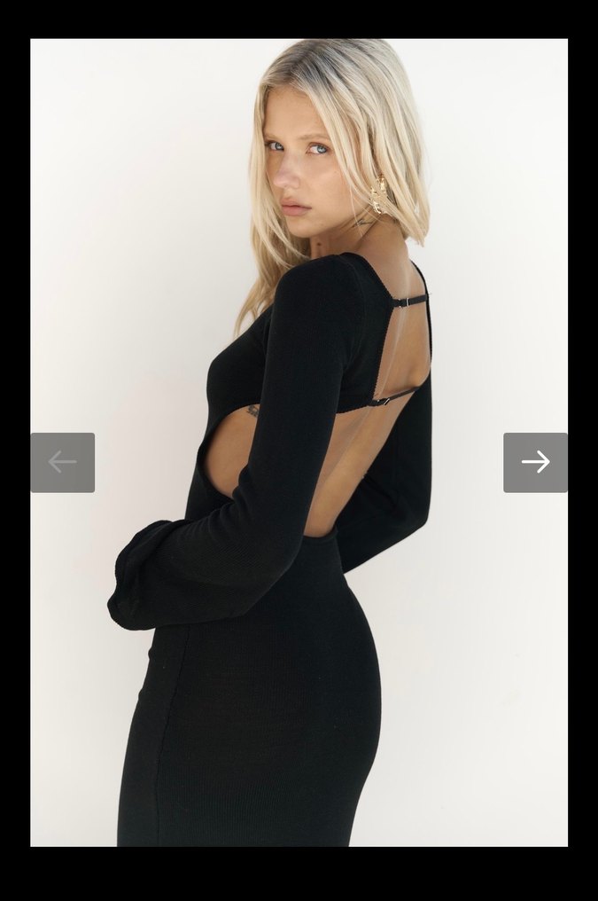 Bohemai Siyah Sırt Dekolteli Uzun Elbise - Görsel 3