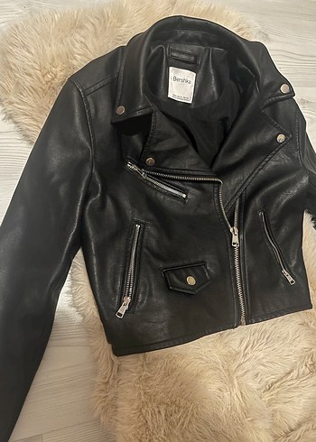 Bershka Siyah Deri Ceket - Görsel 4