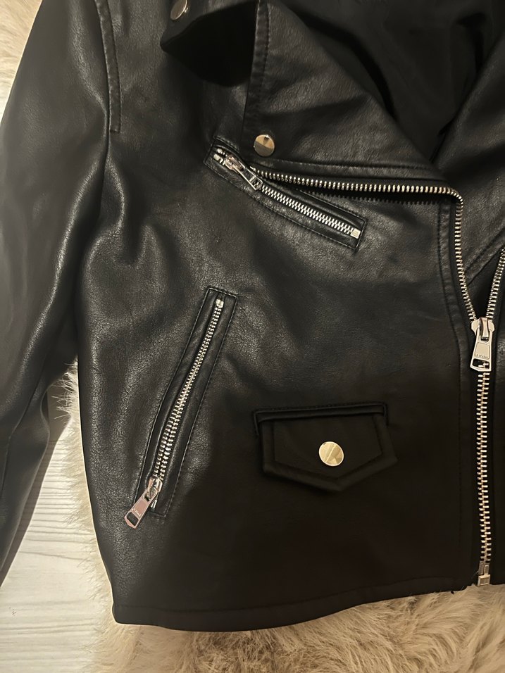 Bershka Siyah Deri Ceket - Görsel 5