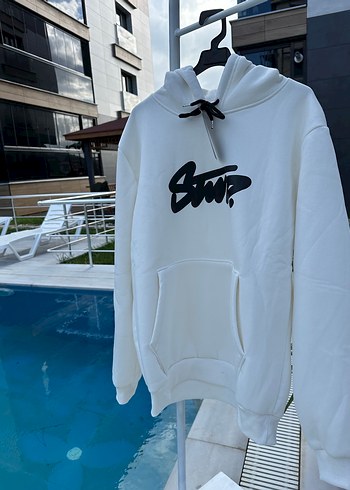 Beyaz Baskılı Oversize Sweatshirt - Görsel 2