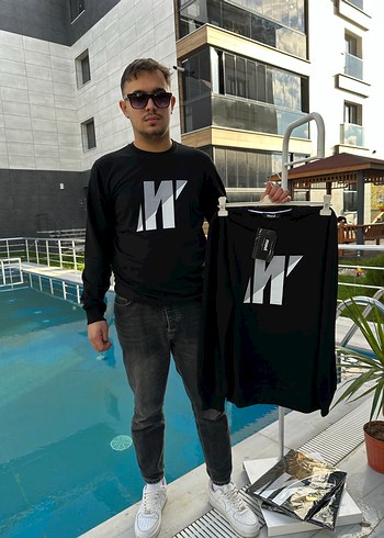 Siyah Baskılı Erkek Sweatshirt - Görsel 2