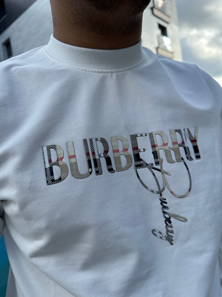 Beyaz Baskılı Denim Erkek Sweatshirt - Görsel 4