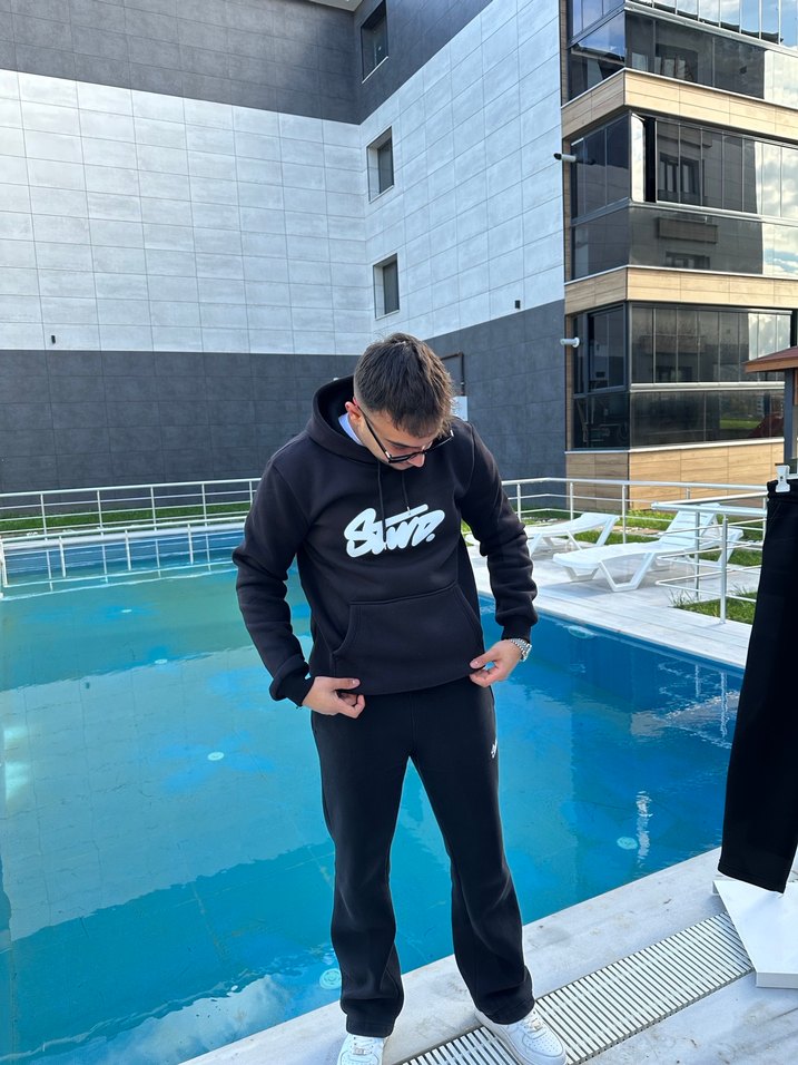 Siyah Fermuarlı Mini Sweatshirt - Görsel 5