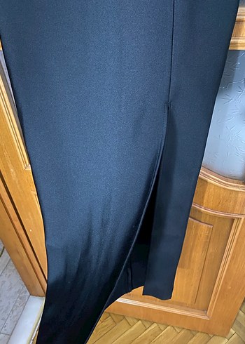 Siyah Straplez Uzun Abiye Elbise - Görsel 5