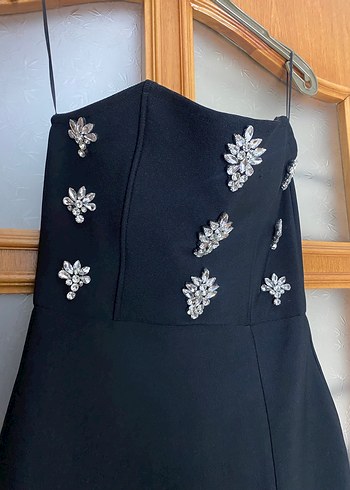 Siyah Straplez Uzun Abiye Elbise - Görsel 2